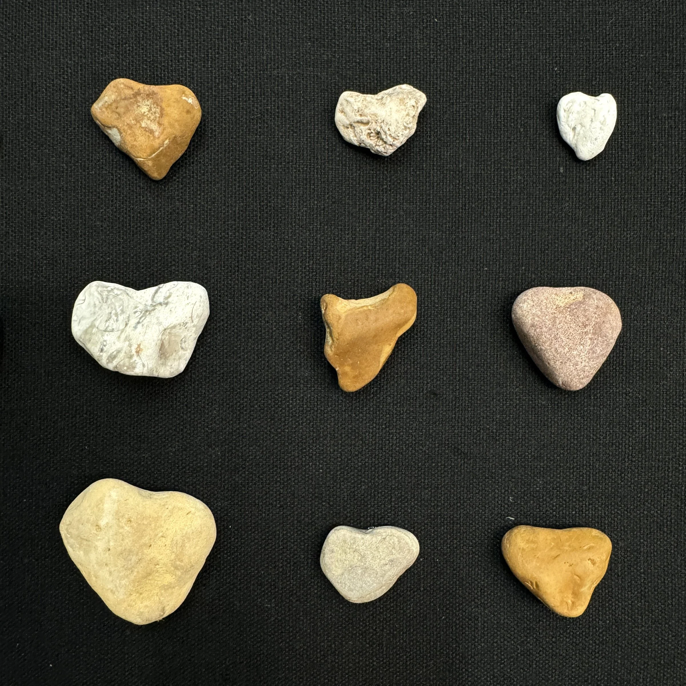 Collection of Twenty-Five Framed Heart Stones — RIGHT | PROPER